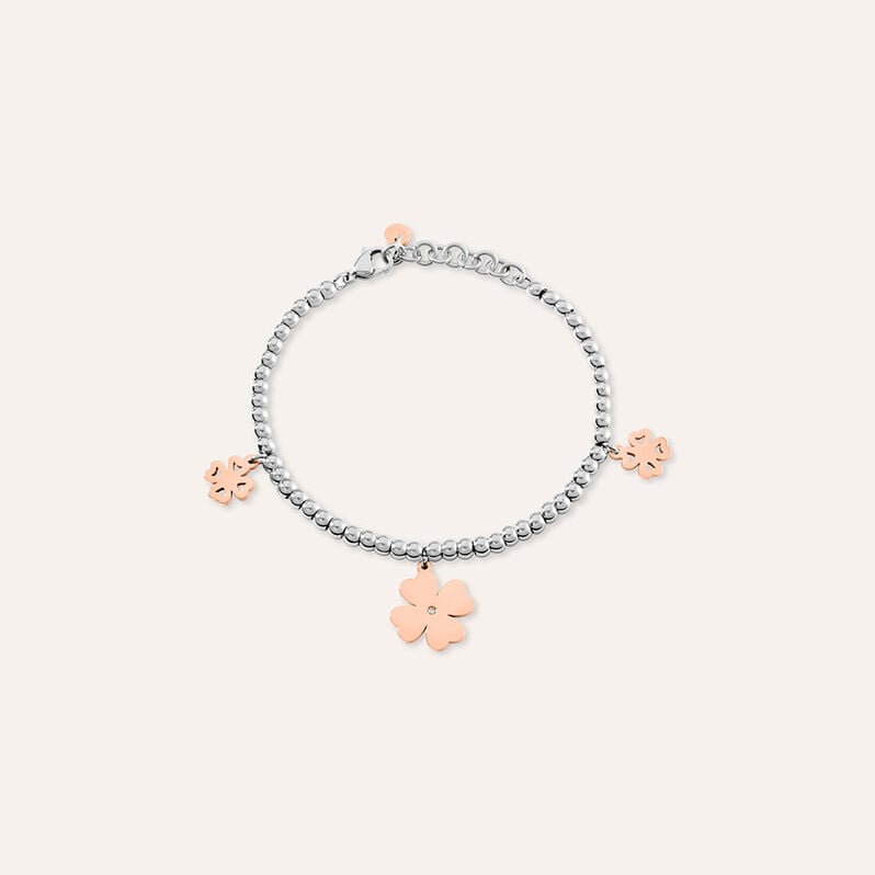 Bracciale Sunrise Acciaio Bicolore Bianco / Rosa Cristallo - Spannringe Damen | OROVIVO