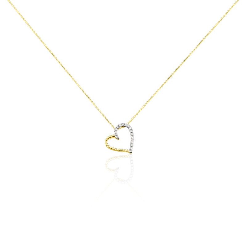 Herz Modern Damen Collier Gold 375 (9 Karat) Diamant Wei&szlig; 0,1 ct Herz B 0,95 mm - Halsketten Damen | OROVIVO