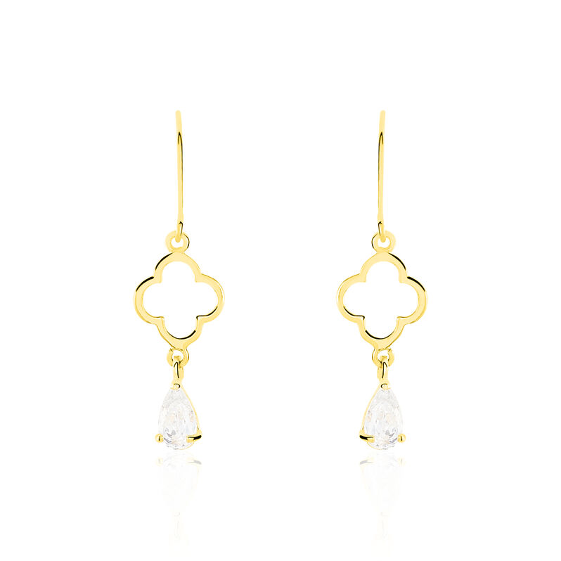 Boucles D'oreilles Pendantes Hina Or Jaune Oxyde De Zirconium - Spannringe Damen | OROVIVO