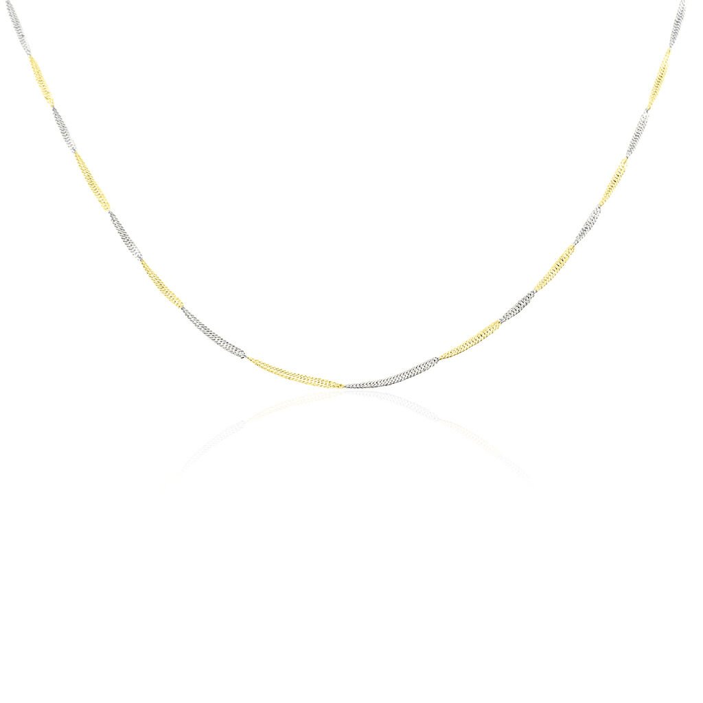 SINGAPUR 6 Damen Kette Gold Bicolor 375 (9 Karat) B 1,8 mm, Kette ohne Stein