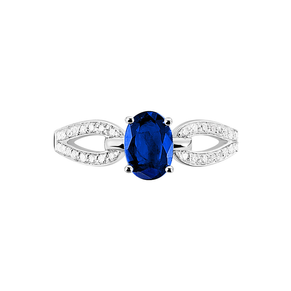 Bague Espoir Or Blanc Saphir Et Diamant - Spannringe Damen | OROVIVO