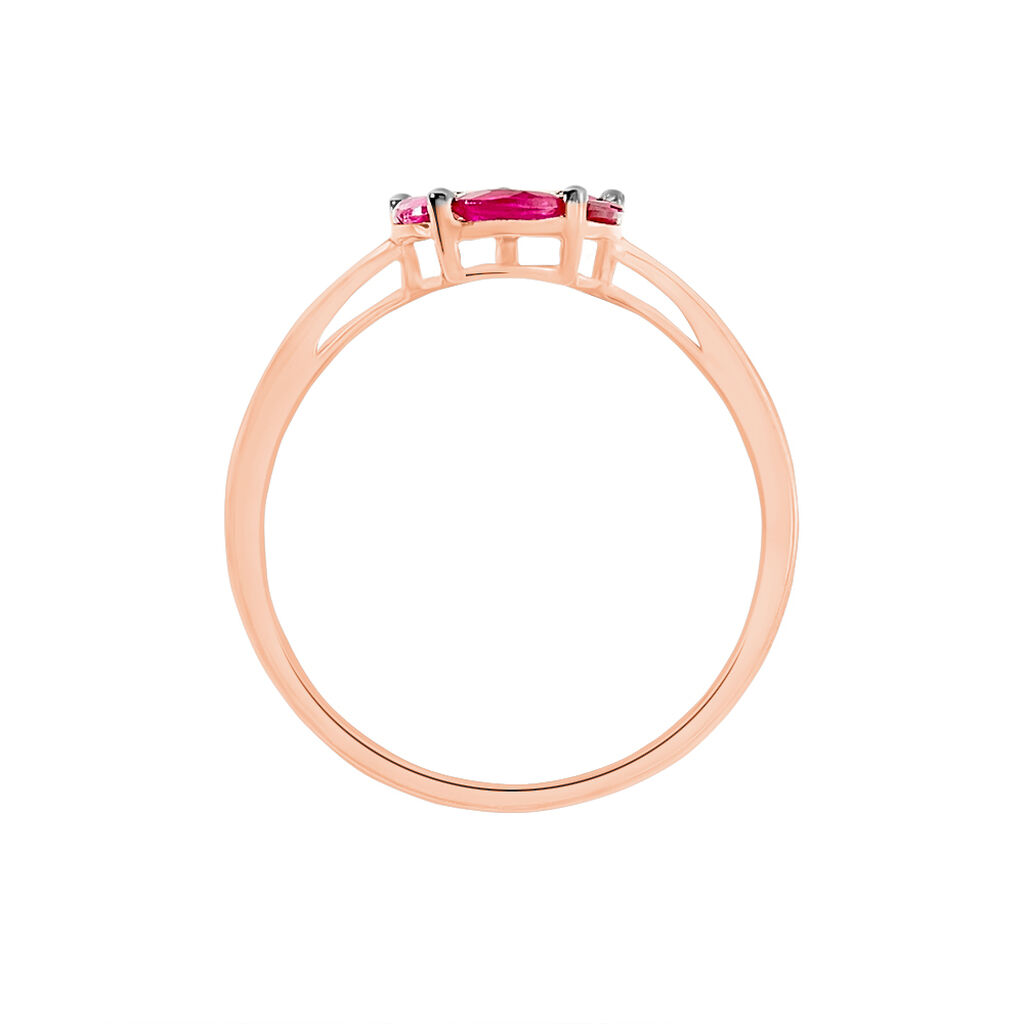 Bague Milana Or Rose Rubis Et Diamant - Spannringe Damen | OROVIVO