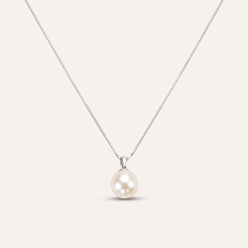 Collana Gabrielle Oro Bianco Perla Akoya - Spannringe Damen | OROVIVO