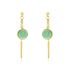 GREENY Damen Ohrringe Lang Silber vergoldet 925 Glas Gr&uuml;n Kreis