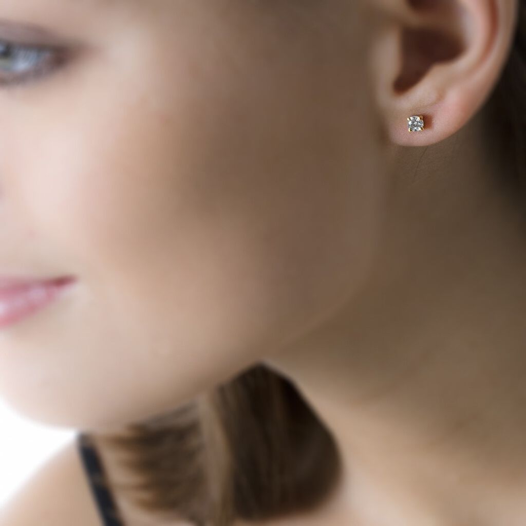 Boucles D'oreilles Puces Collection Victoria Or Jaune Diamant - Spannringe Damen | OROVIVO