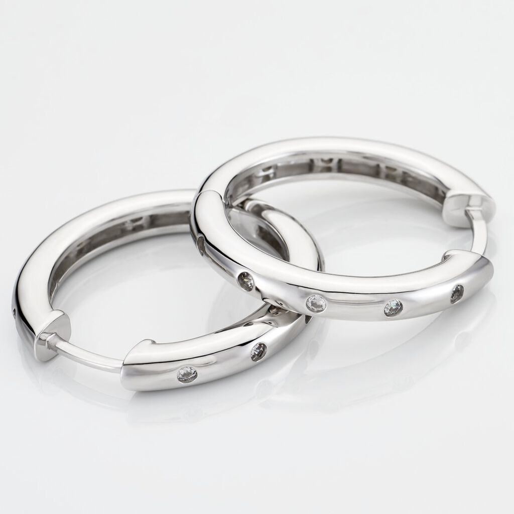 ALEXIS Damen Creolen Silber 925 Zirkonia Wei&szlig; 0,5 ct