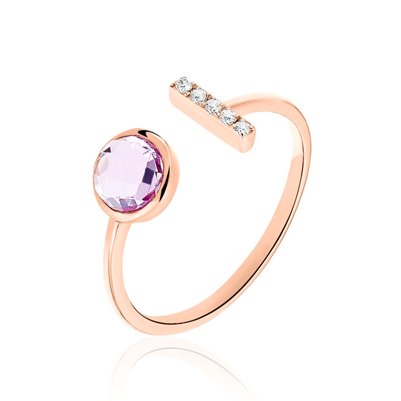 Bague Athenaise Or Rose Amethyste Et Oxyde De Zirconium - Spannringe Damen | OROVIVO