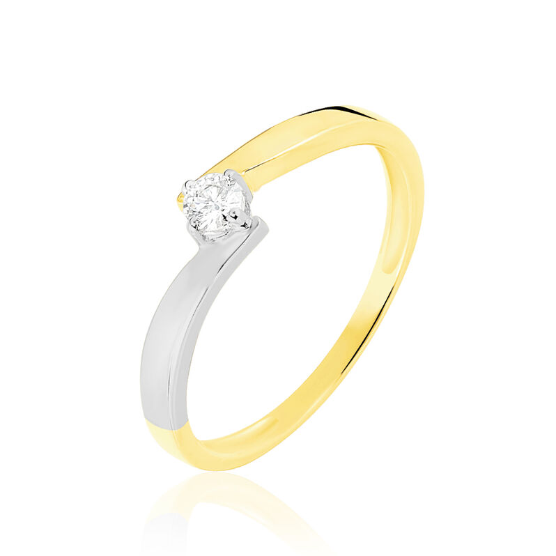 Bague Solitaire Francienne Or Bicolore Diamant - Spannringe Damen | OROVIVO