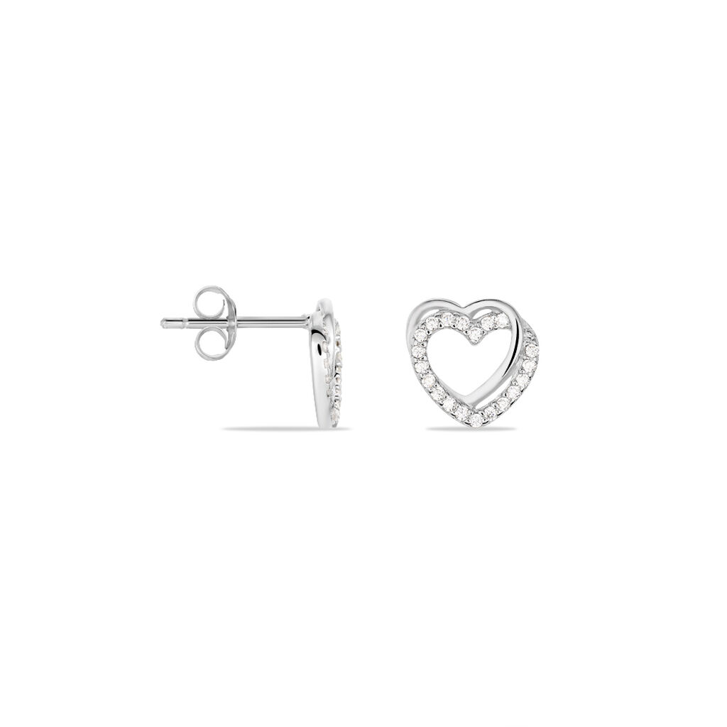 Damen Ohrstecker Silber 925 Zirkonia Herz - Ohrstecker Damen | OROVIVO