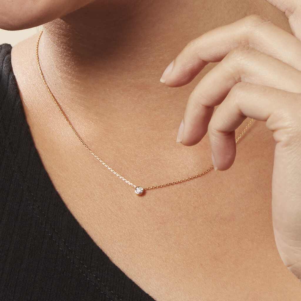Damen Collier Gold 375 Diamant 0,05ct Perpignan - Halsketten Damen | OROVIVO