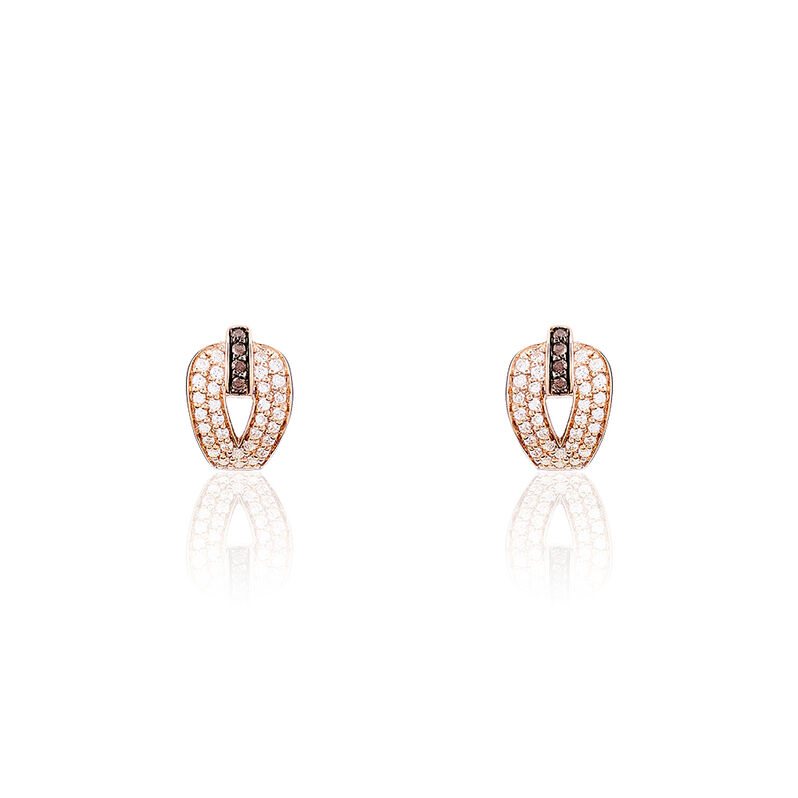 Boucles D'oreilles Puces Or Rose Diamant - Spannringe Damen | OROVIVO