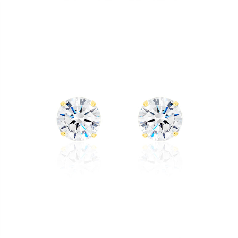 Damen Ohrstecker Gold 375 Zirkonia Kreis Krappe 4  - Ohrstecker Damen | OROVIVO
