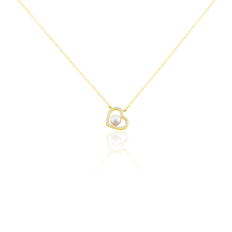 Collier Or Jaune Cagiris Oxydes Et Perle De Culture - Spannringe Damen | OROVIVO