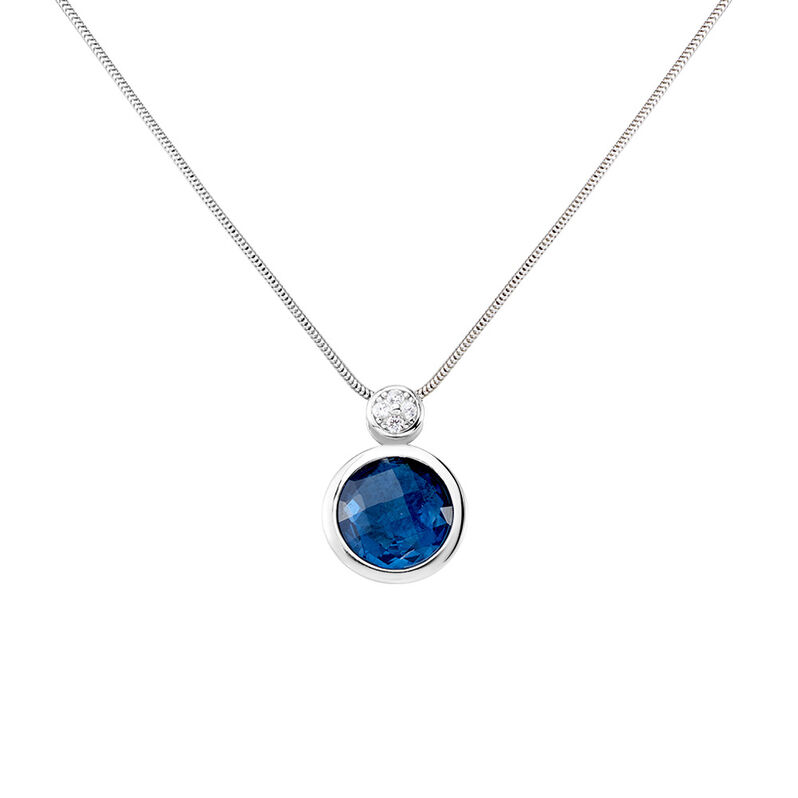 Walya Damen Collier Silber 925 Glas Blau Kreis - Halsketten Damen | OROVIVO