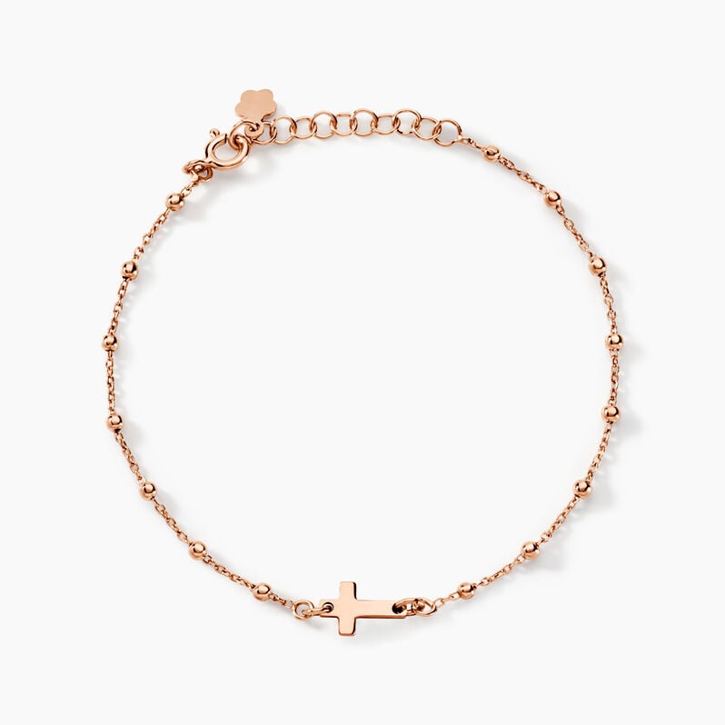 Bracelet Argent Rose Opale Croix - Spannringe Damen | OROVIVO