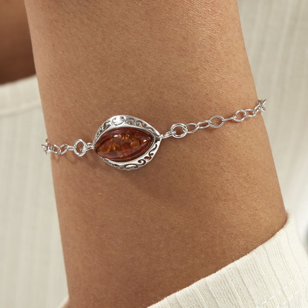Bracelet Argent Rhodie Ambre - Spannringe Damen | OROVIVO