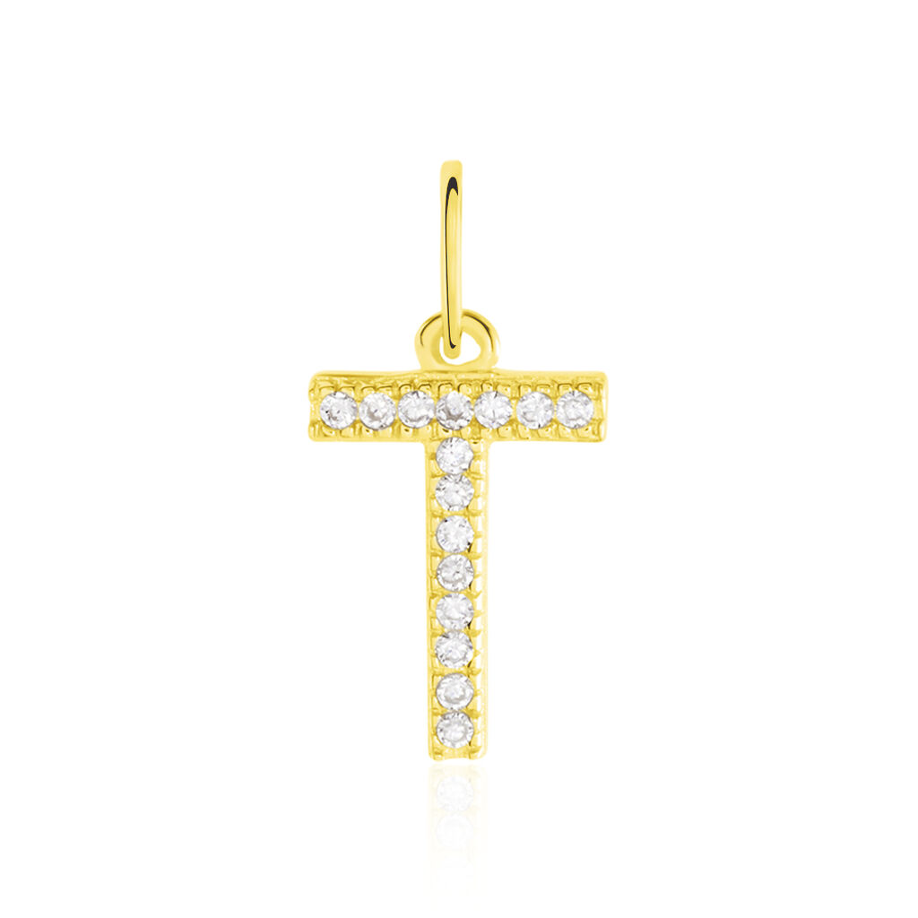 Anhänger Gold 375 Zirkonia Buchstabe T - Schmuckanhänger Familie | OROVIVO