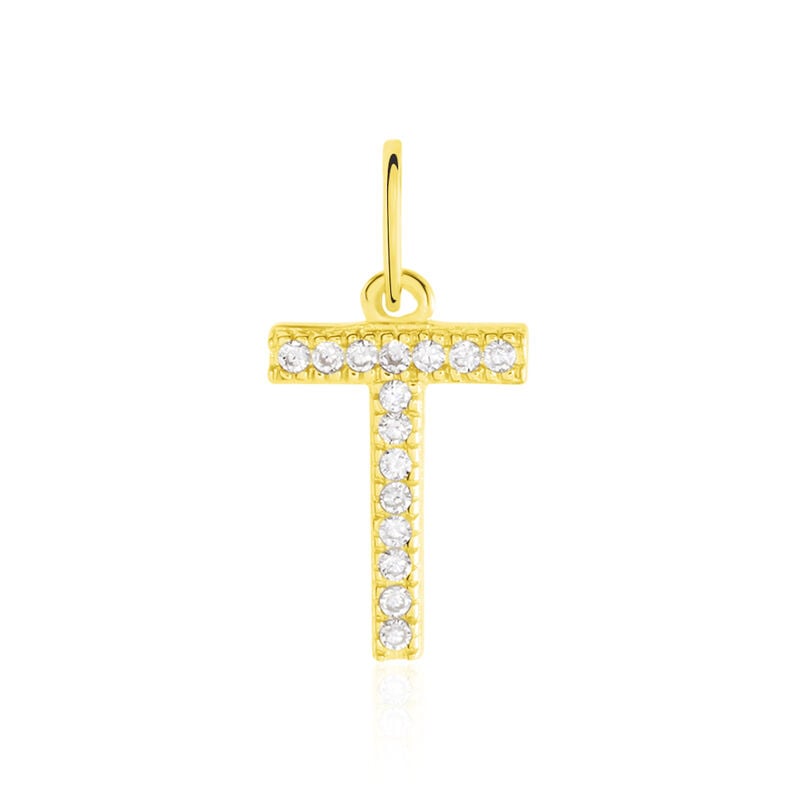 Anhänger Gold 375 Zirkonia Buchstabe T - Schmuckanhänger Familie | OROVIVO