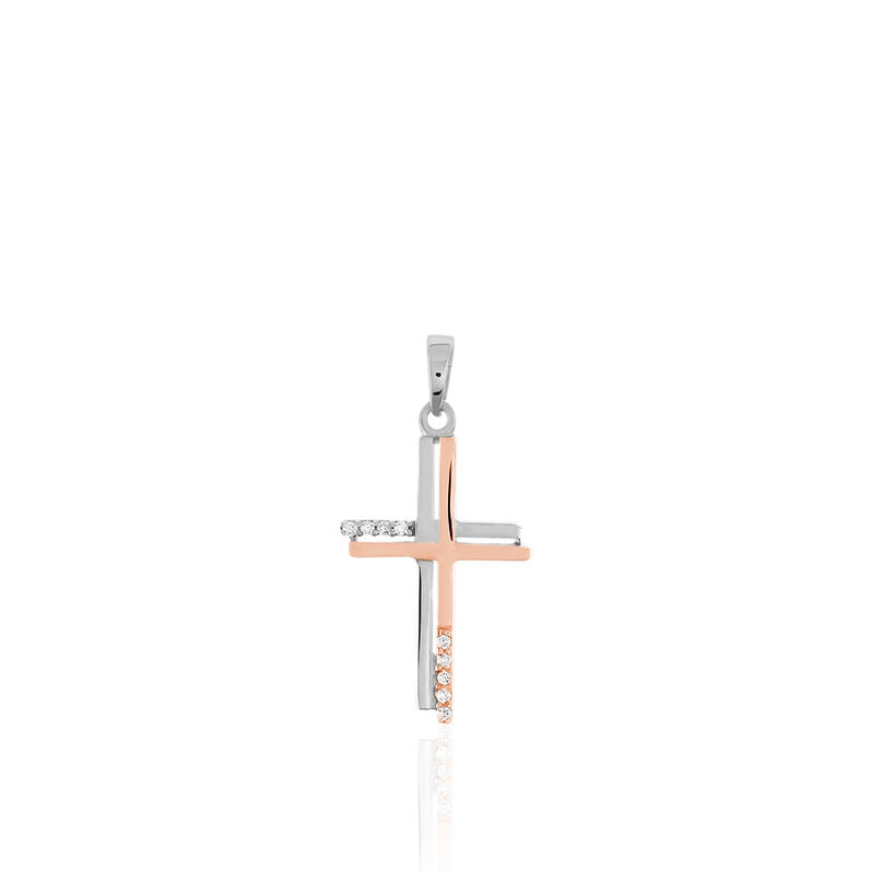 Kreuz Anhänger Silber 925 Bicolor Zirkonia - Schmuckanhänger Damen | OROVIVO