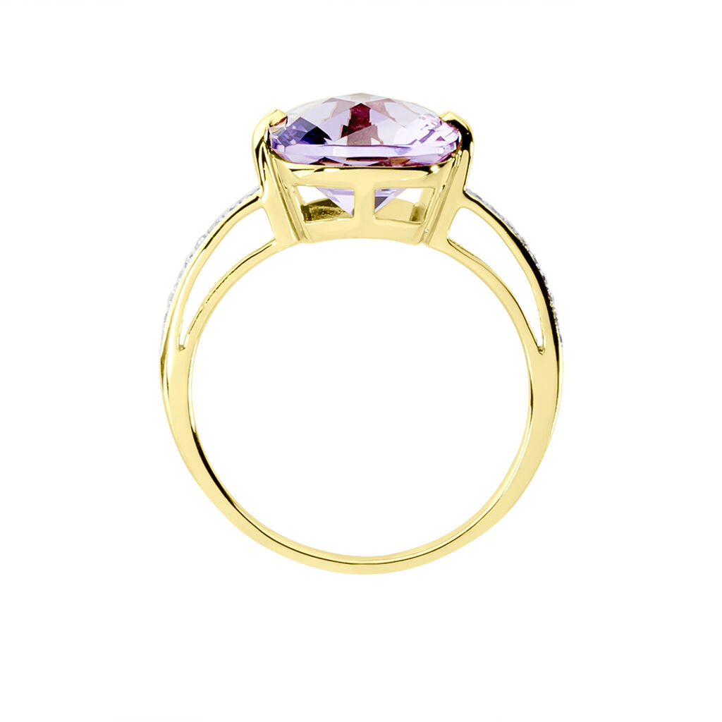 Bague Stanislava Or Jaune Amethyste Et Diamant - Spannringe Damen | OROVIVO
