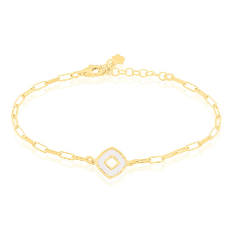 BORBENA Damen Armband Silber vergoldet 925 Perlmutt Wei&szlig; Raute - Armb&auml;nder mit Anh&auml;nger Damen | OROVIVO