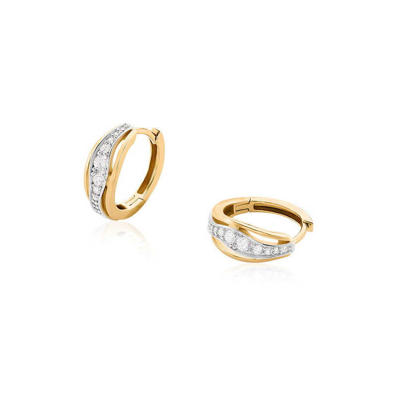 RETA Damen Creolen Gold Bicolor Gold/Silber 375 (9 Karat) Andere Steine Wei&szlig; - Creolen Damen | OROVIVO