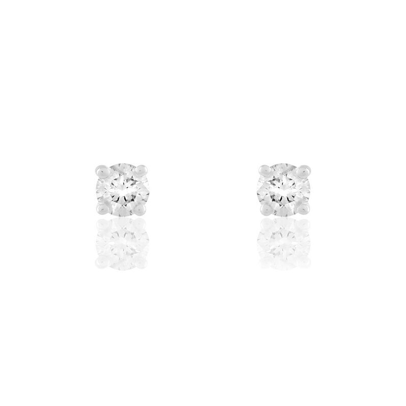 Boucles D'oreilles Puces Victoria Or Blanc Diamant - Spannringe Damen | OROVIVO