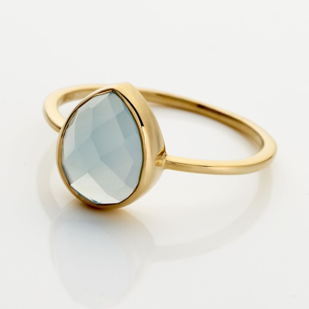 Damen Ring Silber vergoldet 925 Chalzedon Blau Sinaya 21cm - Solitärringe Damen | OROVIVO