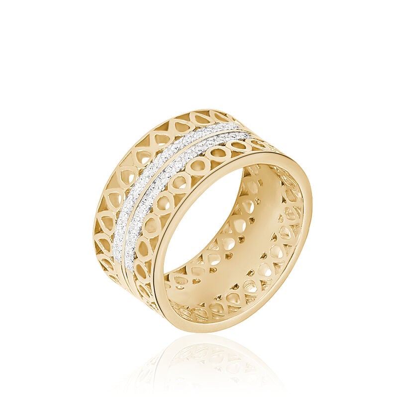 Bague Solena Plaque Or Jaune Oxyde De Zirconium - Spannringe Damen | OROVIVO