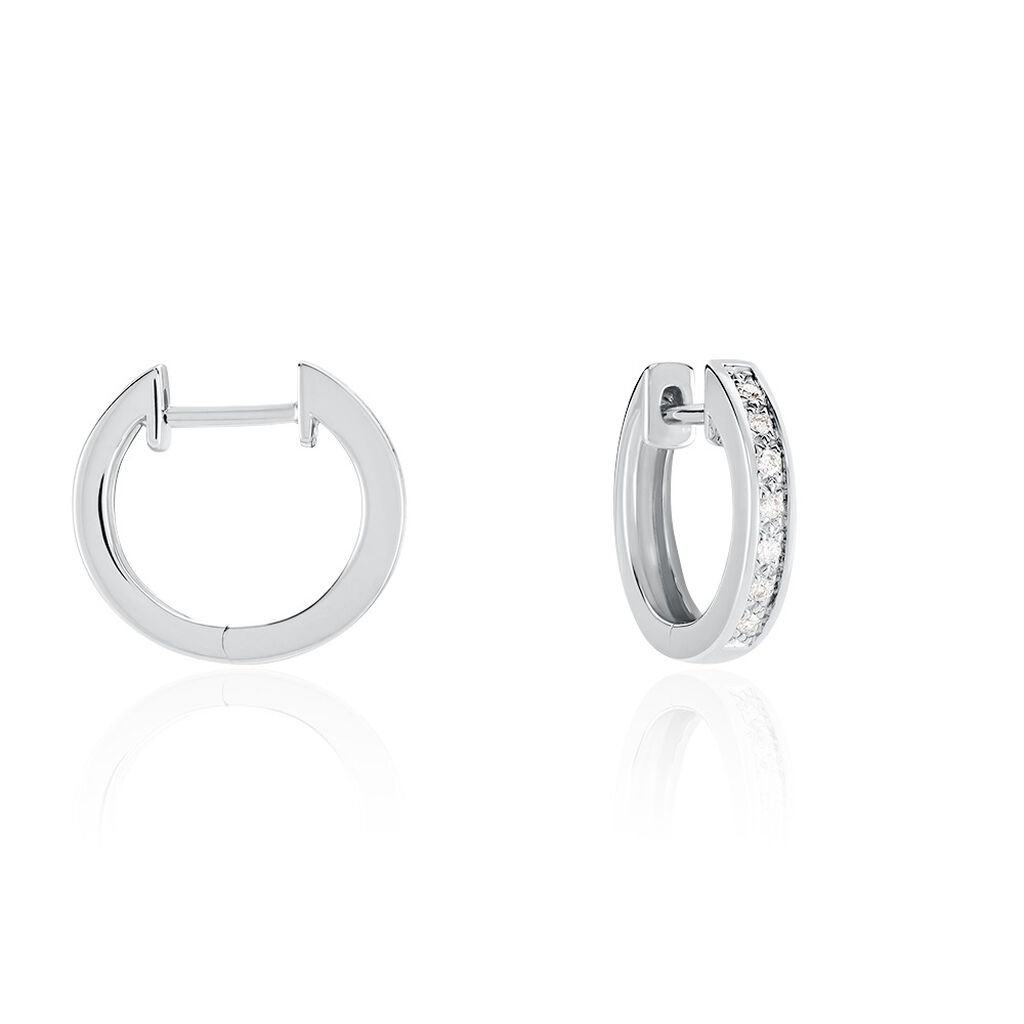 Sue Damen Creolen Wei&szlig;gold 585 (14 Karat) Diamant Wei&szlig; 0,07 ct