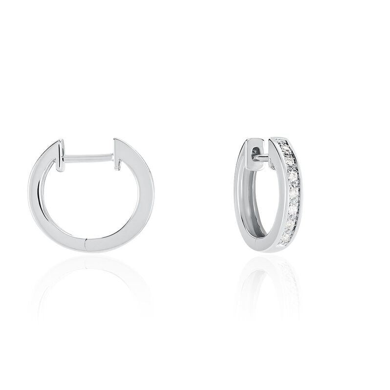 Sue Damen Creolen Wei&szlig;gold 585 (14 Karat) Diamant Wei&szlig; 0,07 ct - Creolen Damen | OROVIVO