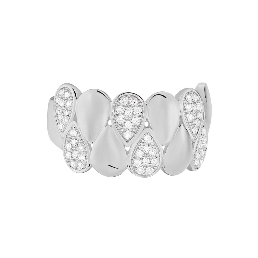 Damen Ring Weißgold 375 Diamant 0,15ct Blütenblatt Tropfen Burbu  - Ringe mit Stein Damen | OROVIVO