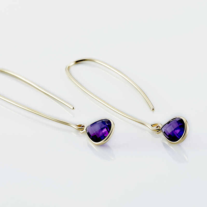 Créoles Phie Poire Or Jaune Amethyste - Spannringe Damen | OROVIVO