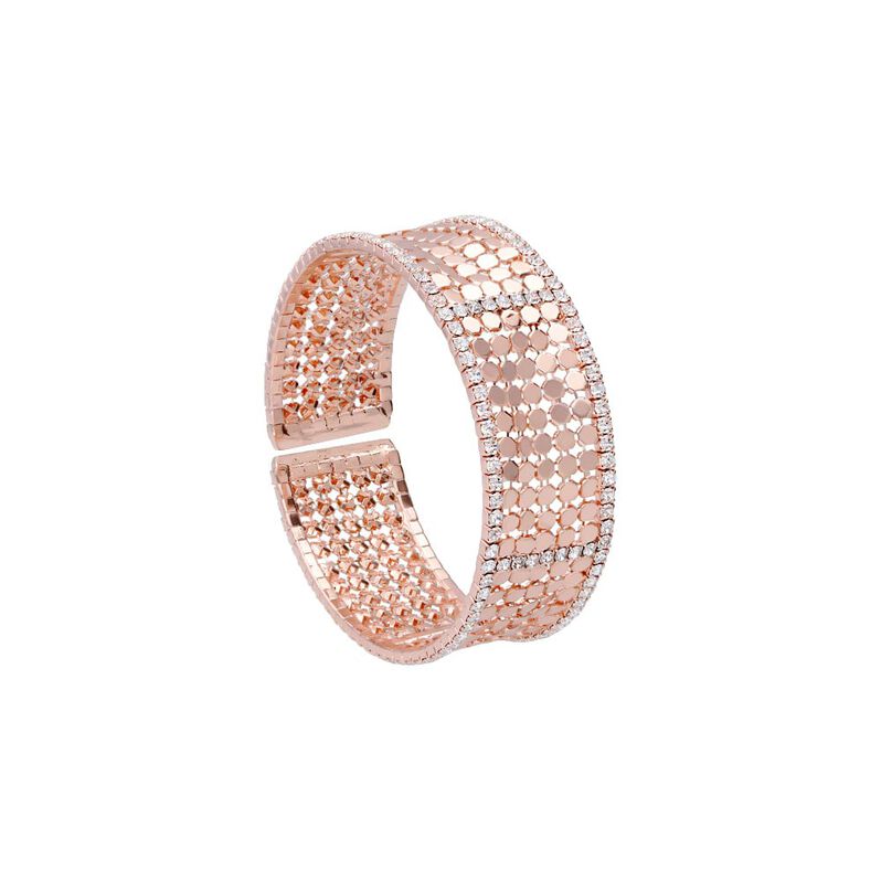Bracciale bangle con strass in metallo rosato - Spannringe Damen | OROVIVO