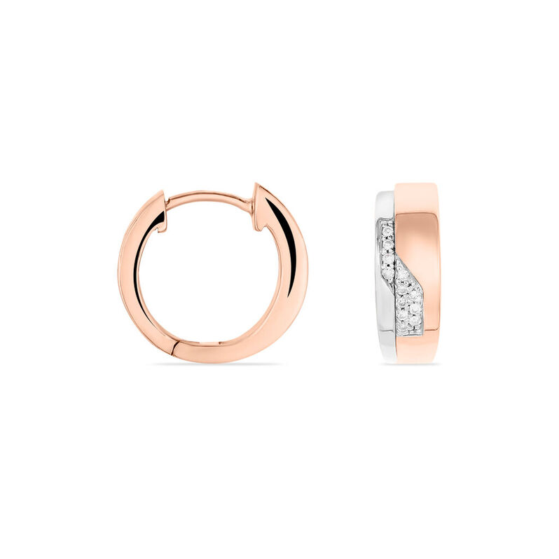 Damen Creolen Gold Bicolor 375 Diamant 0,04ct Fada 10,30mm  - Creolen Damen | OROVIVO