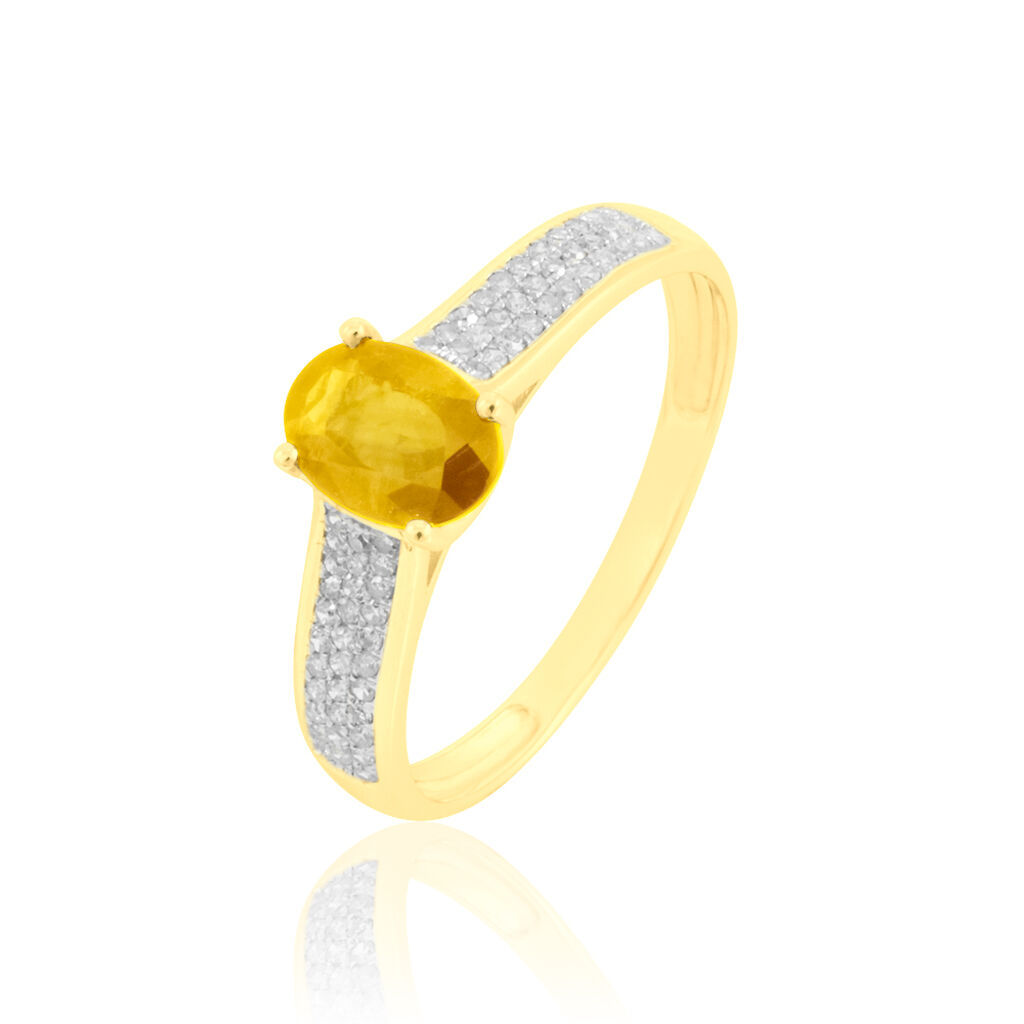Bague Crista Or Jaune Citrine Et Diamant - Spannringe Damen | OROVIVO