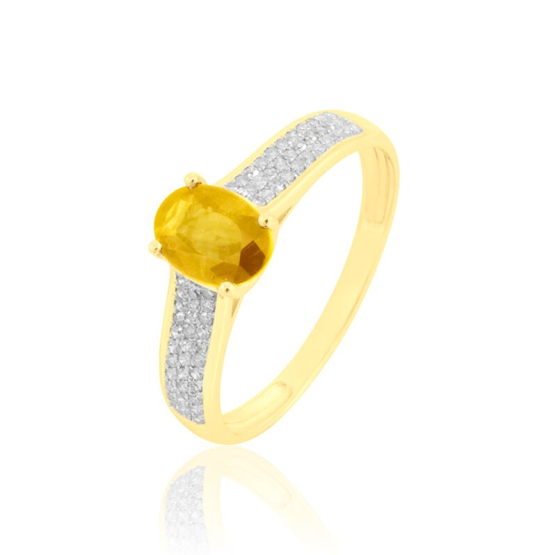 Bague Crista Or Jaune Citrine Et Diamant - Spannringe Damen | OROVIVO