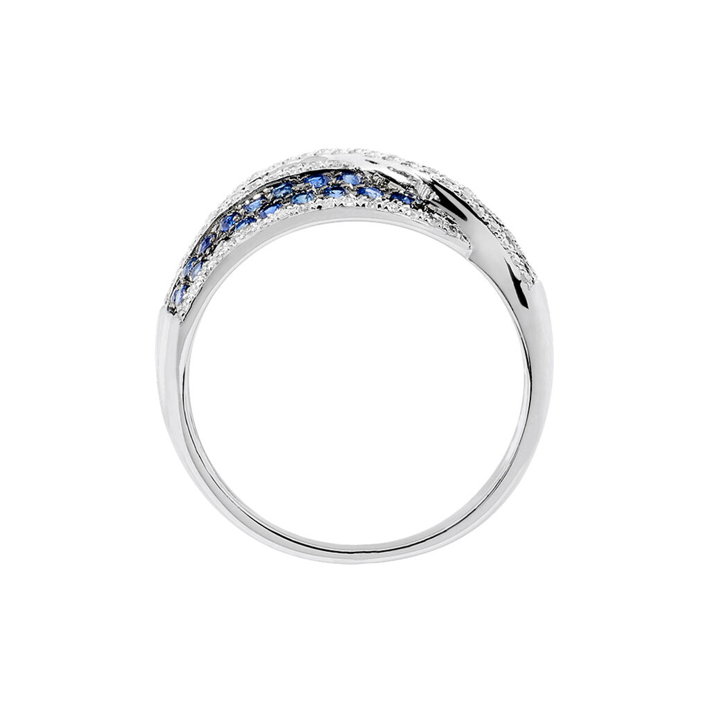 Bague Djoumana Or Blanc Saphir Et Diamant - Spannringe Damen | OROVIVO