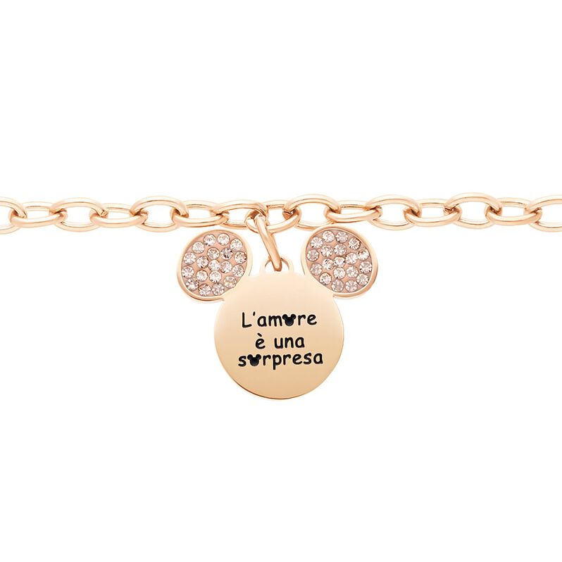 Bracciale Lady Message Acciaio Rosato Disney e Cristalli - Spannringe Damen | OROVIVO