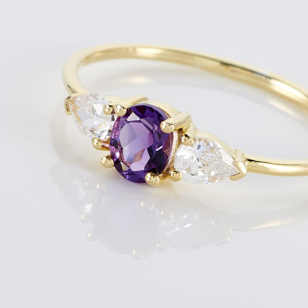 Bague Or Jaune Rekia Amethyste Et Oxydes - Spannringe Damen | OROVIVO