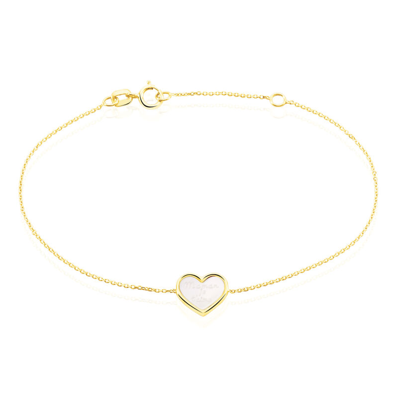 Bracelet Or Jaune Josine Cœur Nacre Blan - Spannringe Damen | OROVIVO