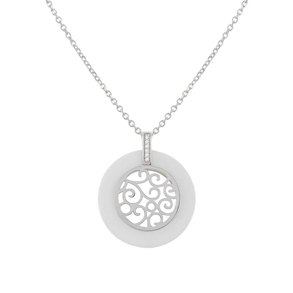 Collier Argent Blanc Céramique Et Oxyde De Zirconium - Spannringe Damen | OROVIVO