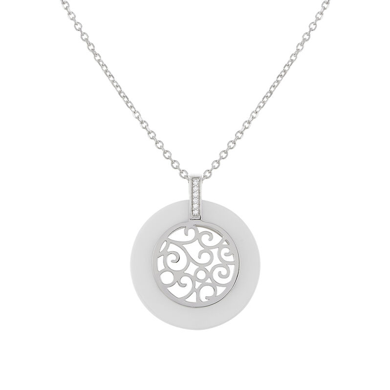 Collier Argent Blanc Céramique Et Oxyde De Zirconium - Spannringe Damen | OROVIVO