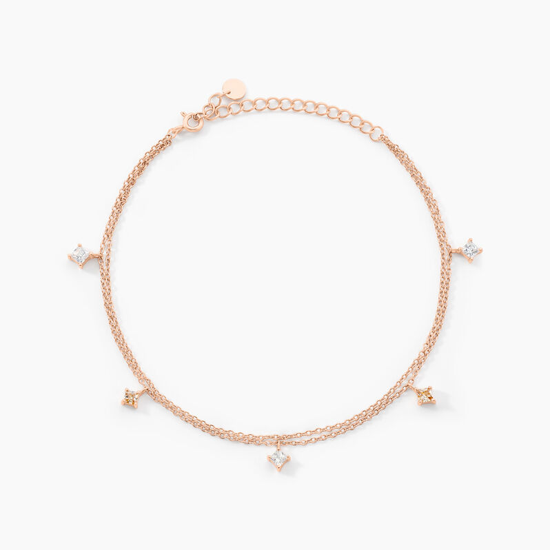 Chaîne De Cheville Maddo Argent Rose Oxyde De Zirconium - Spannringe Damen | OROVIVO