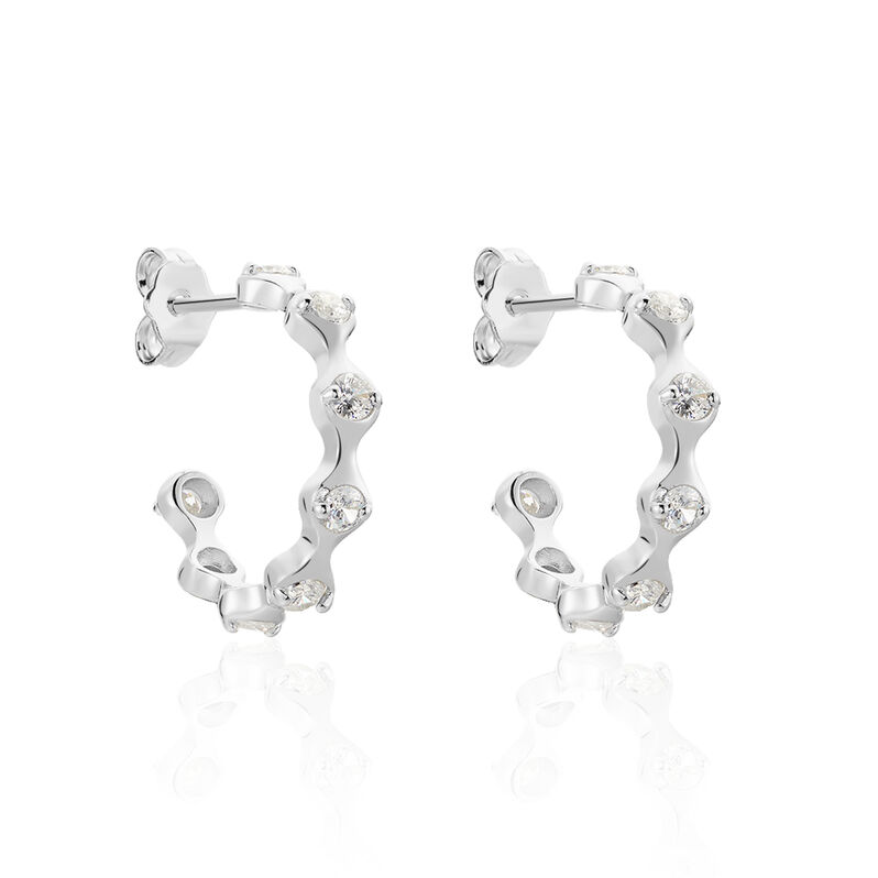 JAGODA Damen Creolen Silber 925 Glas Wei&szlig; B 3 mm - Creolen Damen | OROVIVO