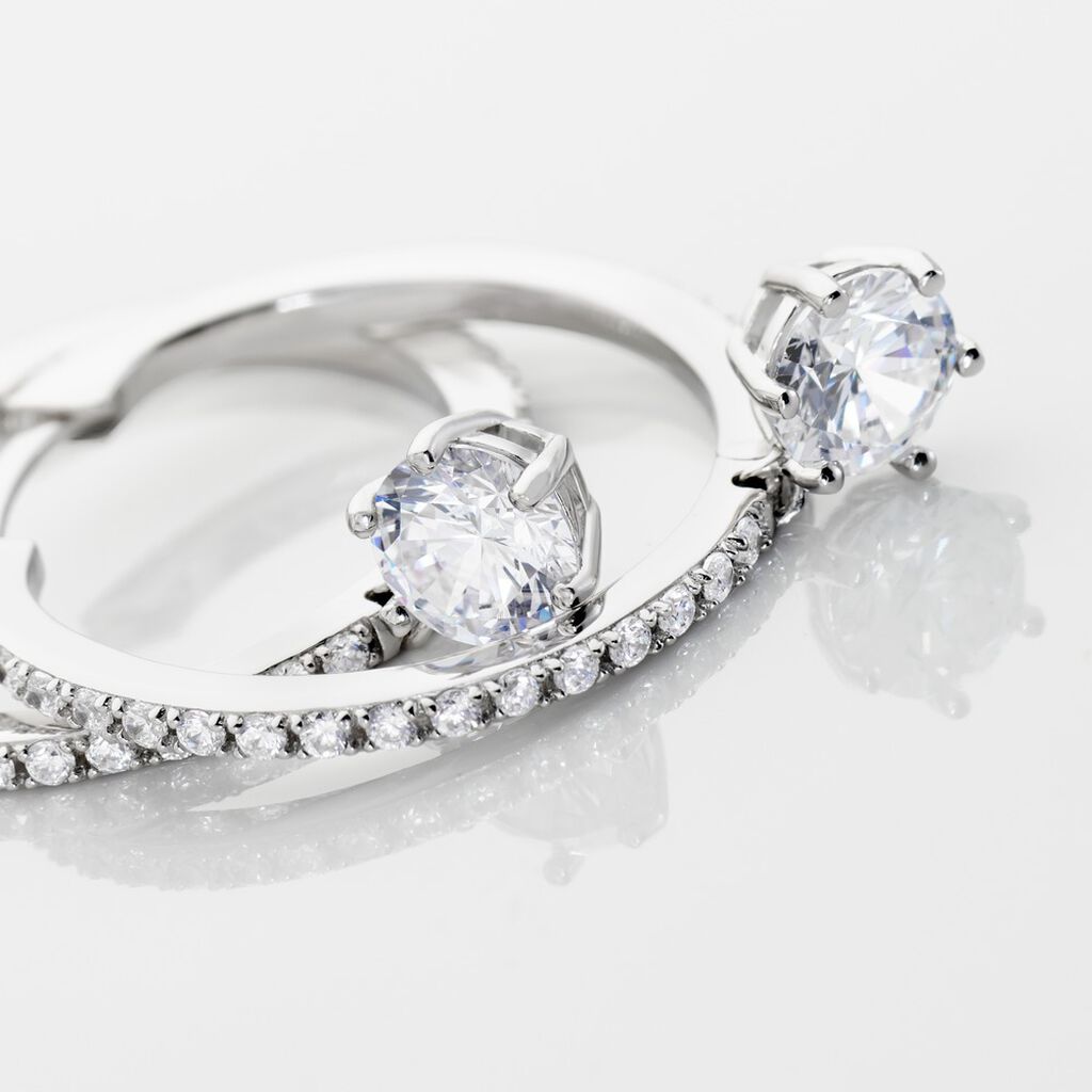 Damen Creolen Silber 925 Zirkonia Wei&szlig; 3,4 ct Kreis