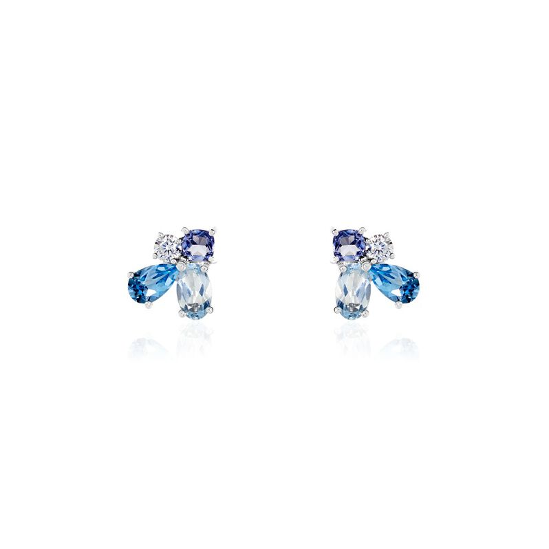 Damen Ohrstecker Weißgold 375 Topas Blau 1,5ct Daurine  - Ohrstecker Damen | OROVIVO