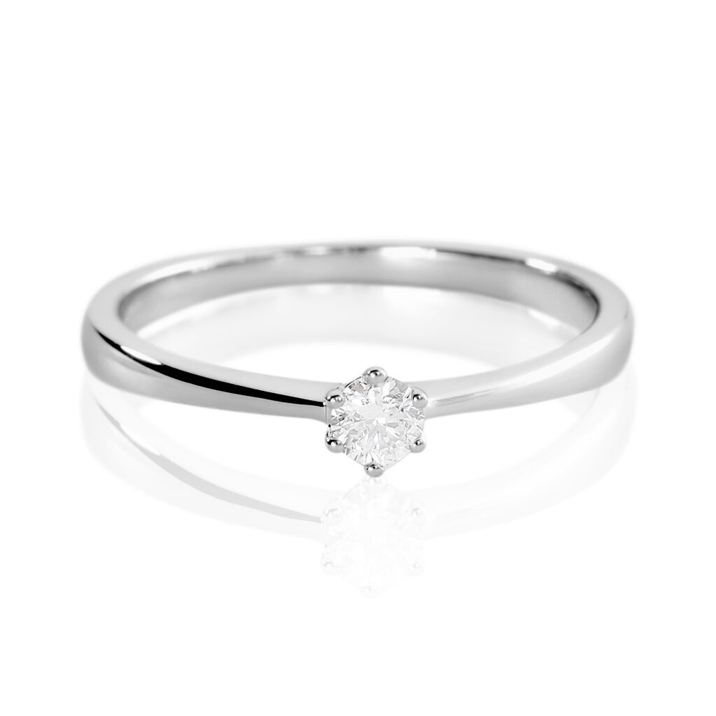 AMARUNE Damen Ring Platin Weiß 600 Diamant Weiß 0,1 ct, Ring mit Stein