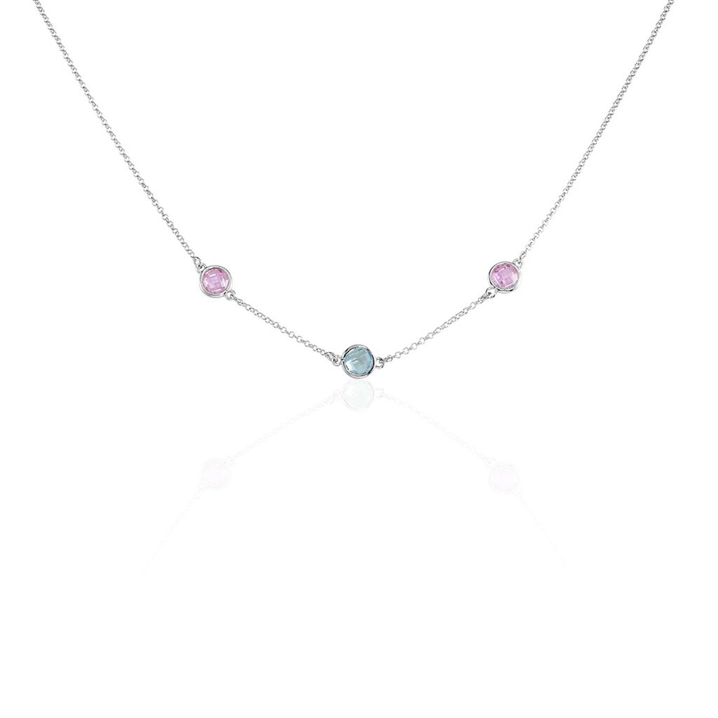 SCHARIKA Damen Collier Silber Silber 925 Zirkonia Ros&eacute; 0,3 ct Kreis