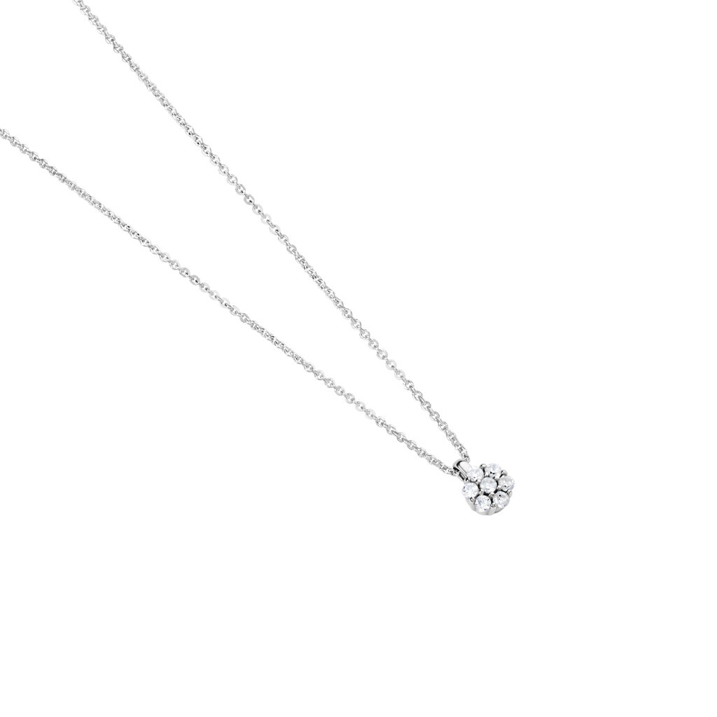 JAMILA Damen Collier Silber 925 Zirkonia Wei&szlig; Blume